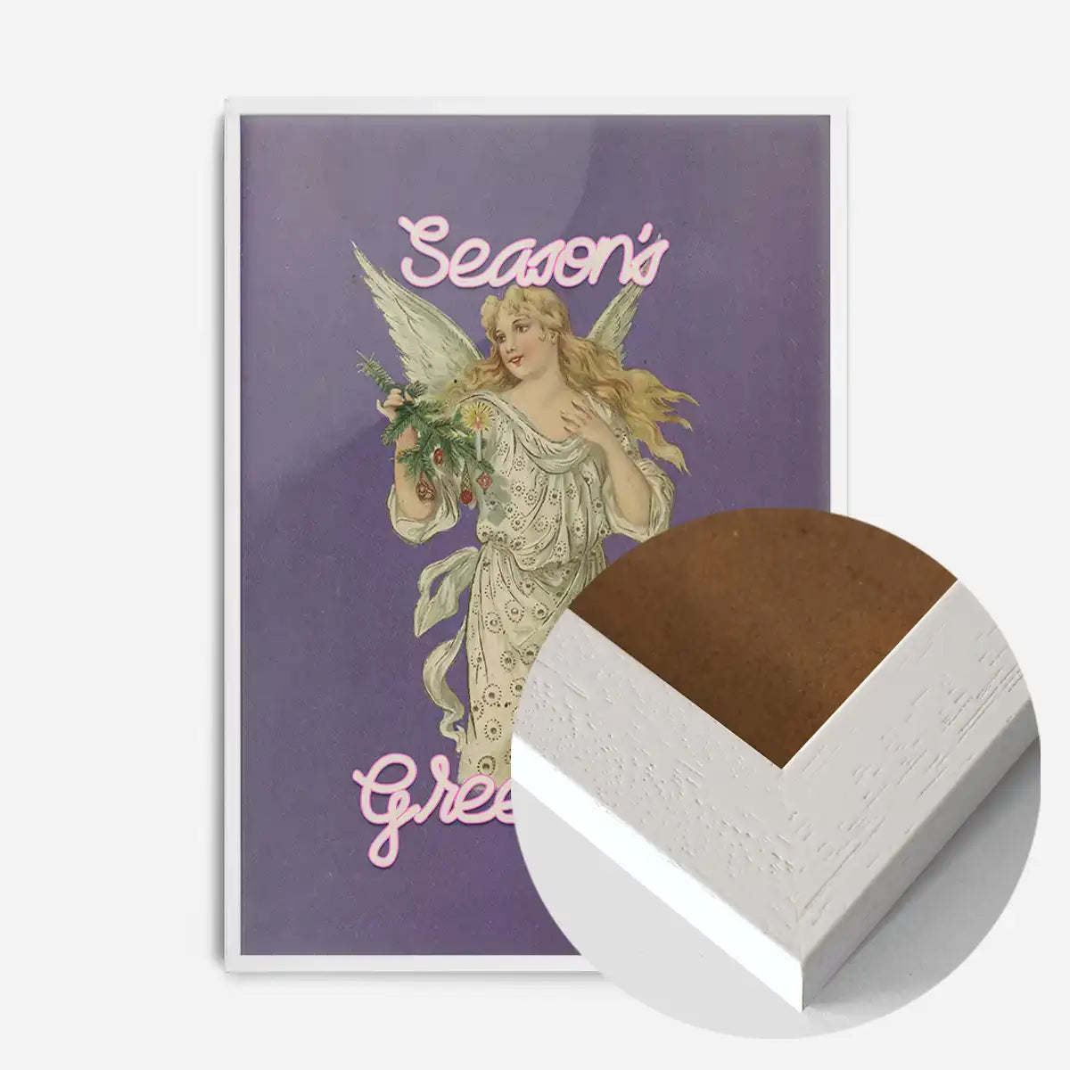 Season's Greetings Vintage Angel Christmas Poster Print