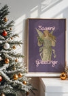 Season's Greetings Vintage Angel Christmas Poster Print