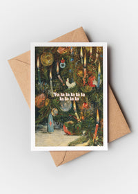 Falalalalalalalala Vintage Painting Christmas Card greetings card, styled photo 1