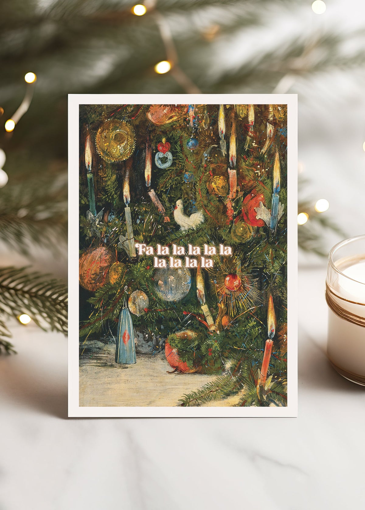 Falalalalalalalala Vintage Painting Christmas Card greetings card, styled photo 4