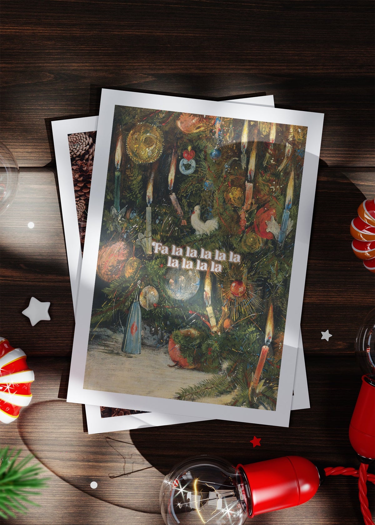 Falalalalalalalala Vintage Painting Christmas Card greetings card, styled photo 5