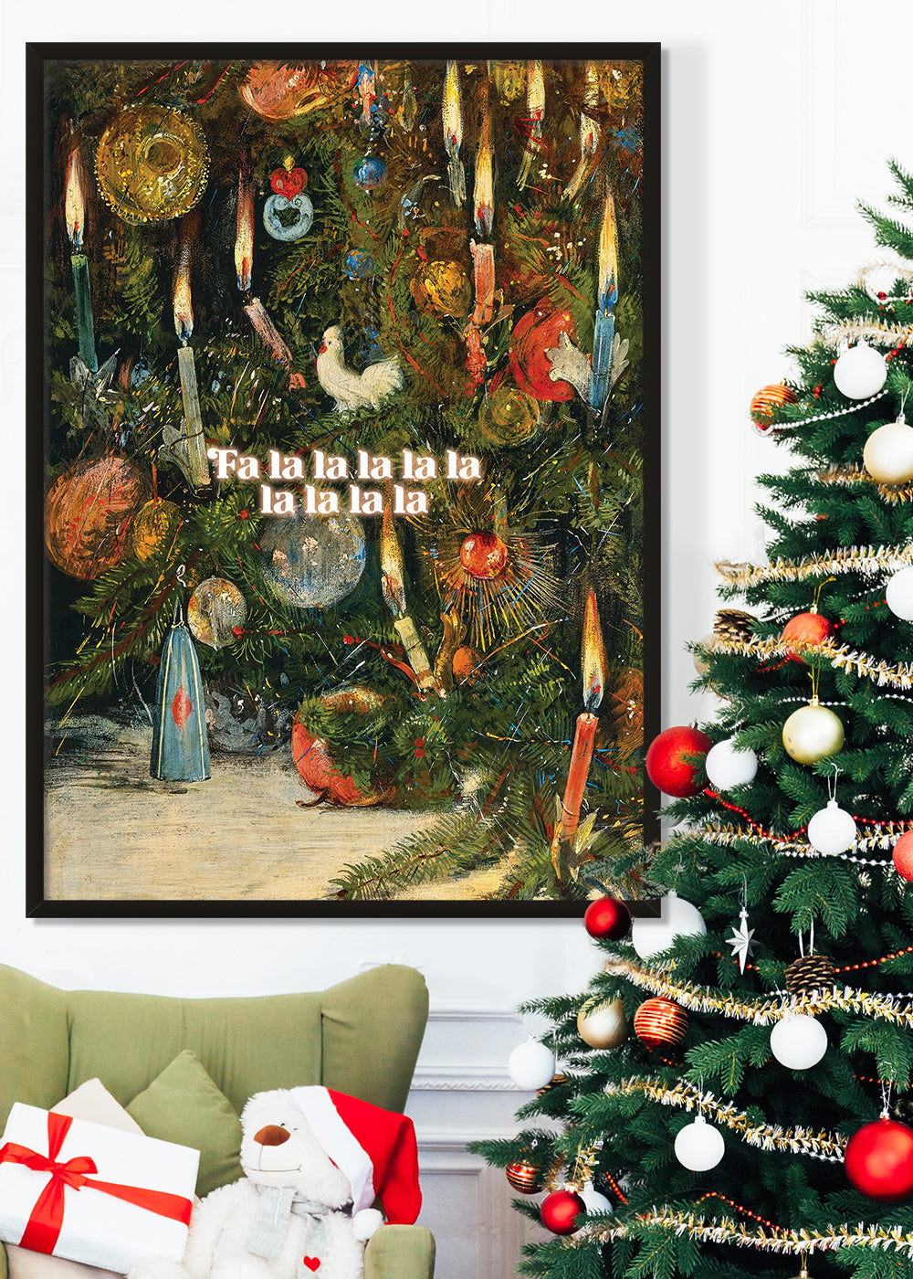Falalalalalalalala Vintage Christmas Poster Painting Print