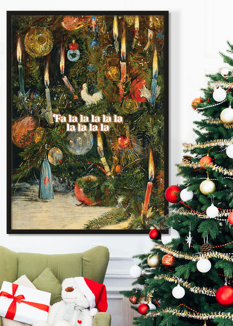Falalalalalalalala Vintage Christmas Poster Painting Print
