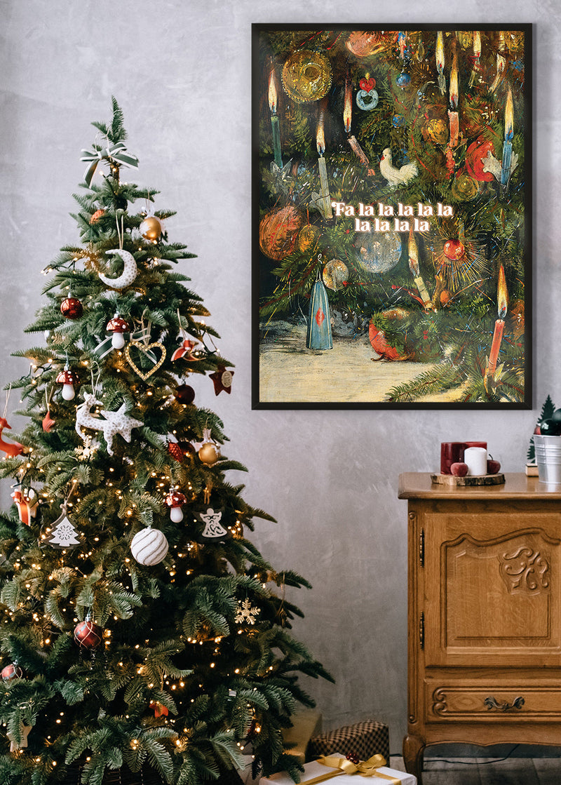 Falalalalalalalala Vintage Christmas Poster Painting Print