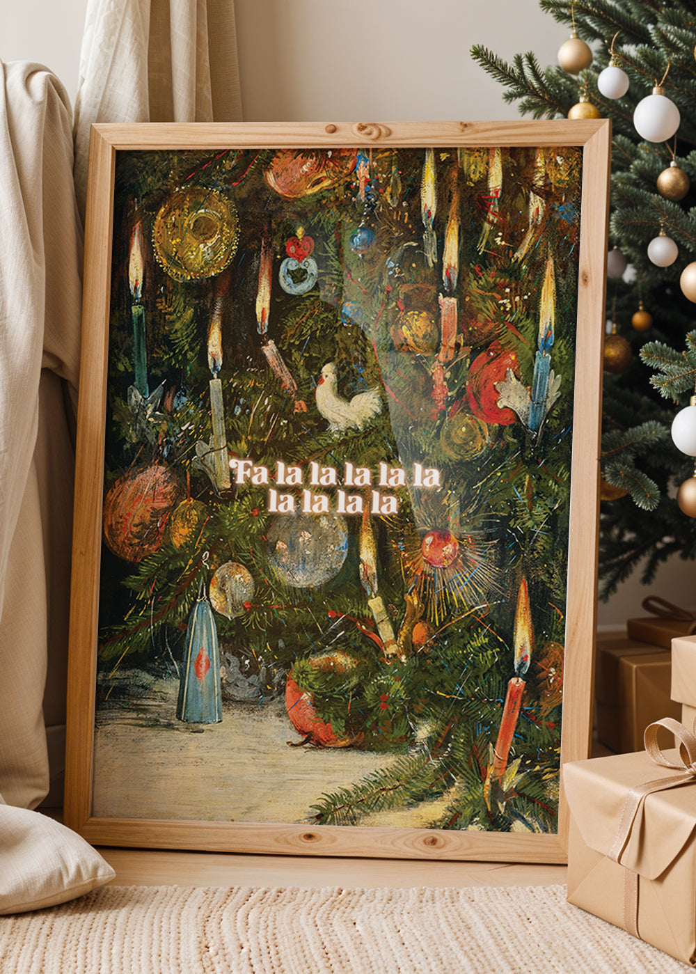 Falalalalalalalala Vintage Christmas Poster Painting Print