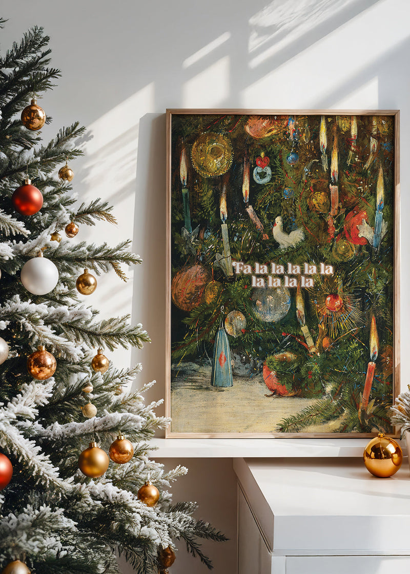 Falalalalalalalala Vintage Christmas Poster Painting Print