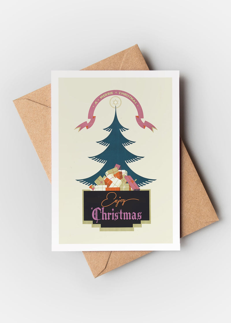 Enjoy Christmas Vintage Graphic Design Christmas Card