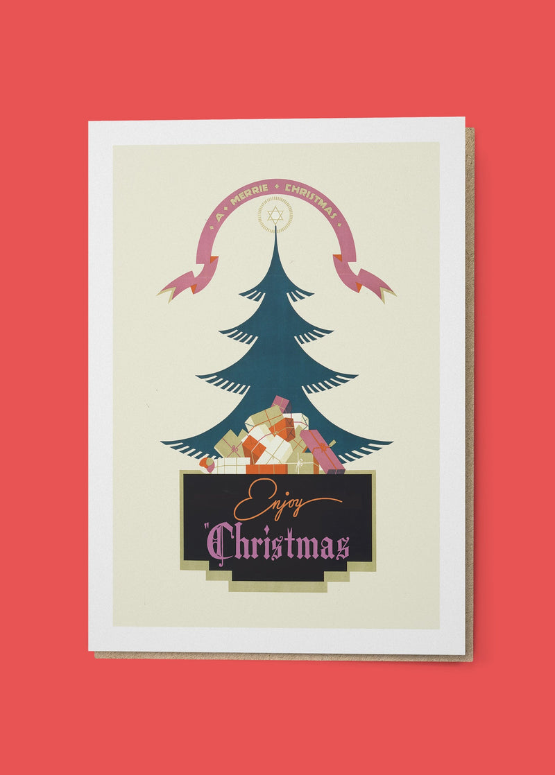 Enjoy Christmas Vintage Graphic Design Christmas Card