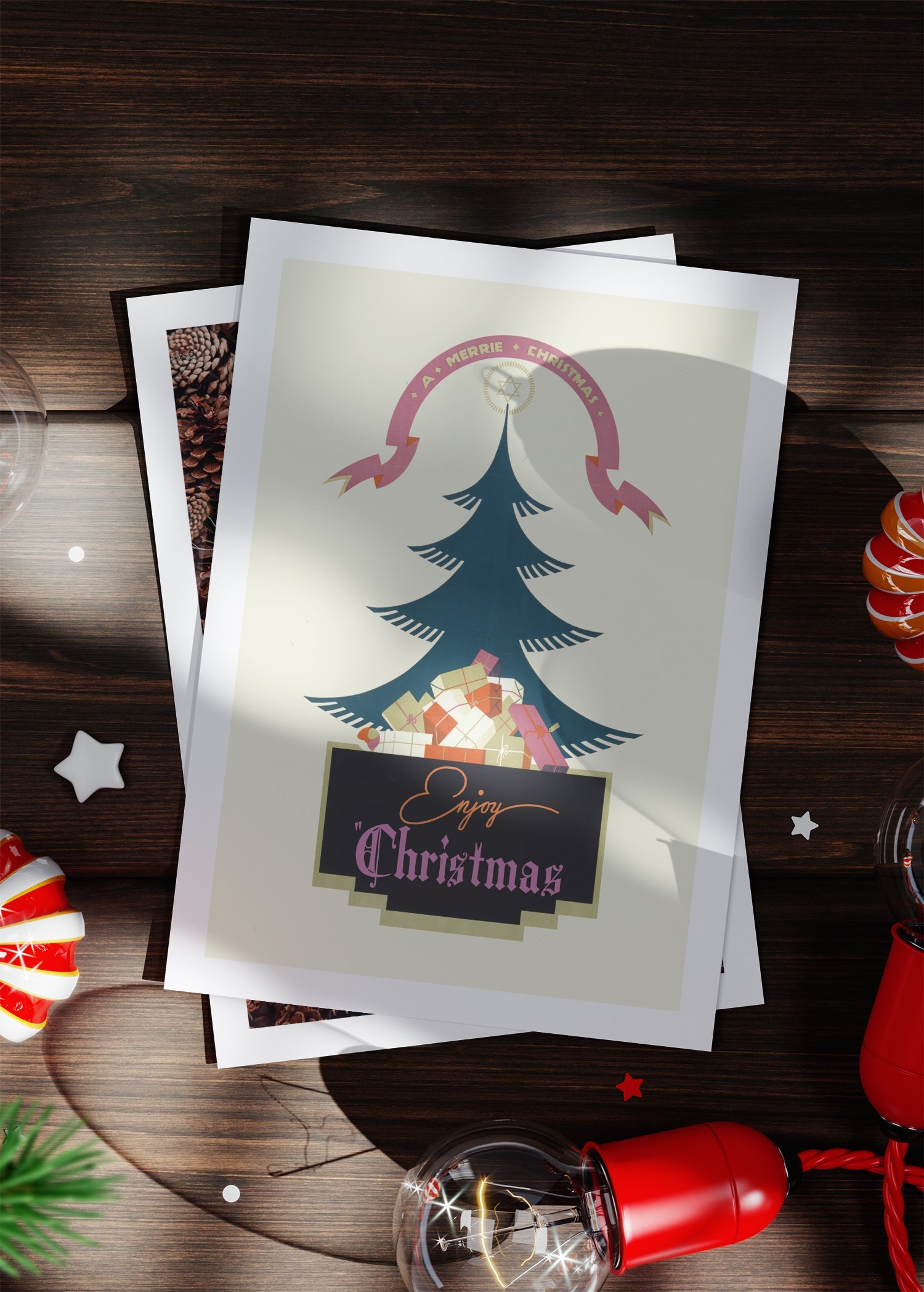 Enjoy Christmas Vintage Graphic Design Christmas Card