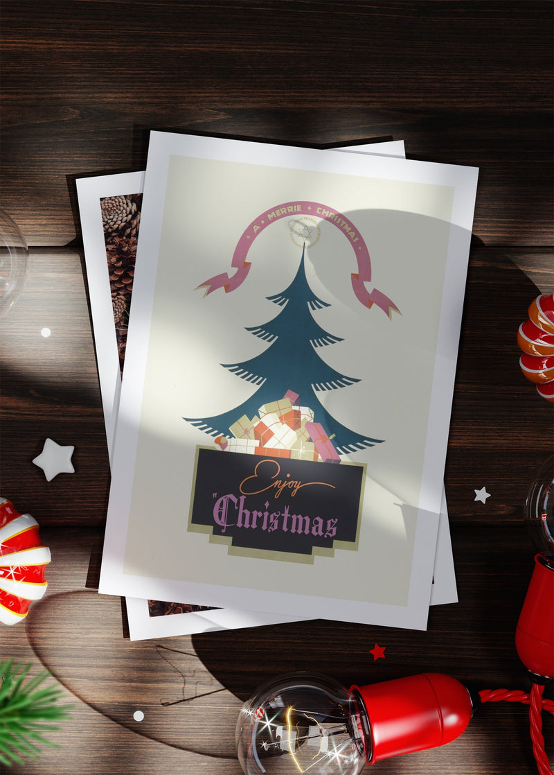Enjoy Christmas Vintage Graphic Design Christmas Card