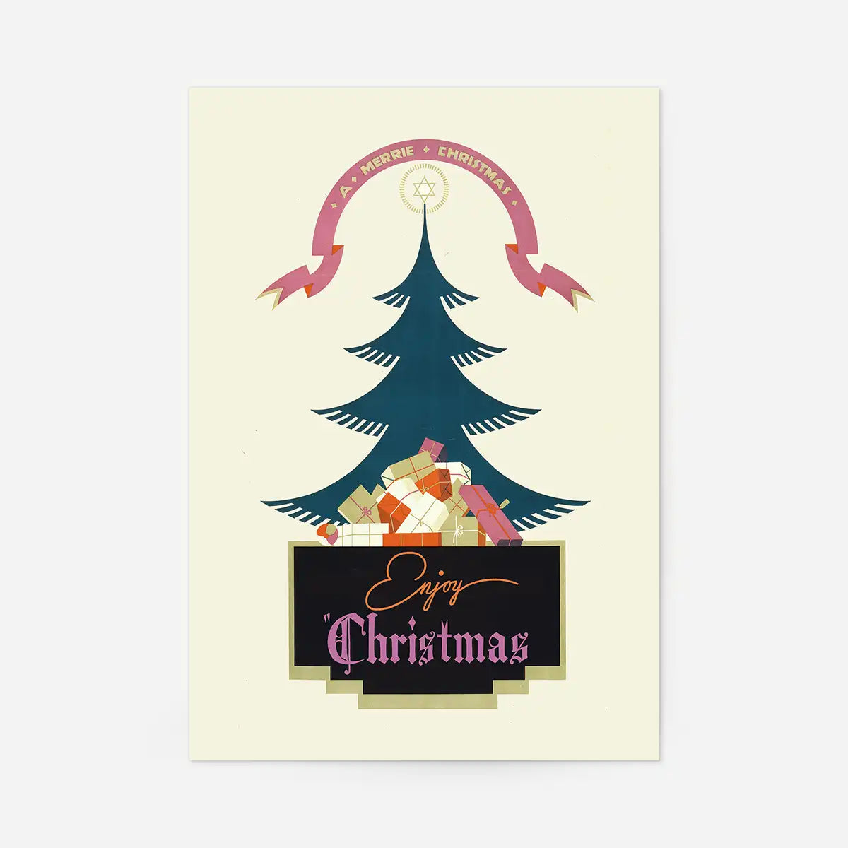 Vintage Christmas Graphic Design Poster Print
