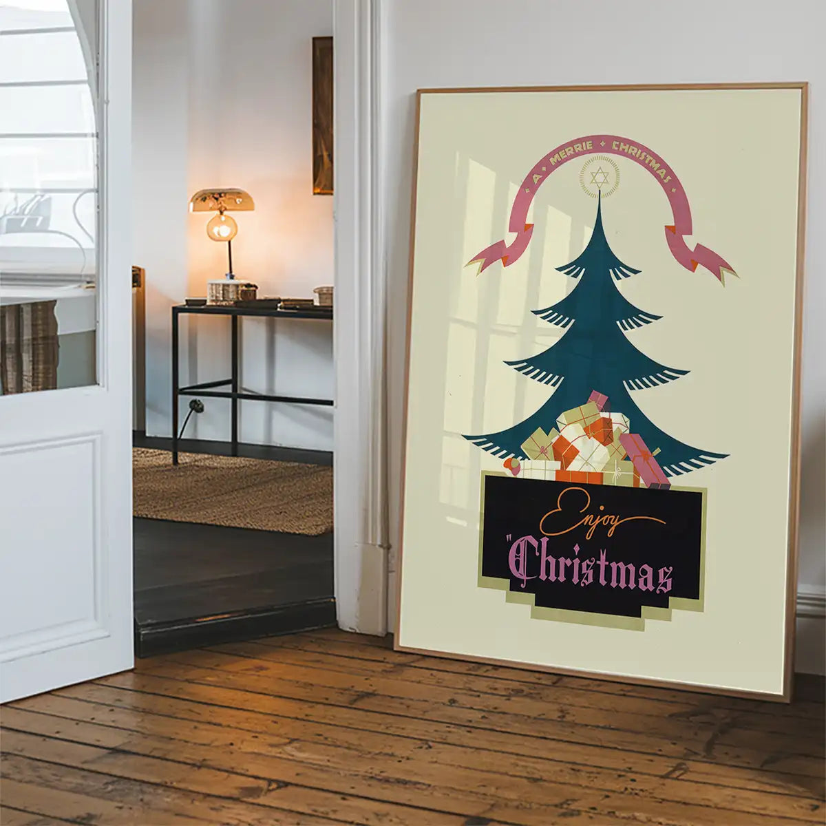 Vintage Christmas Graphic Design Poster Print