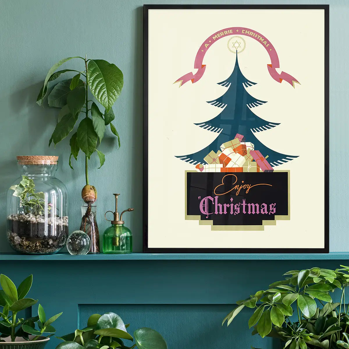 Vintage Christmas Graphic Design Poster Print