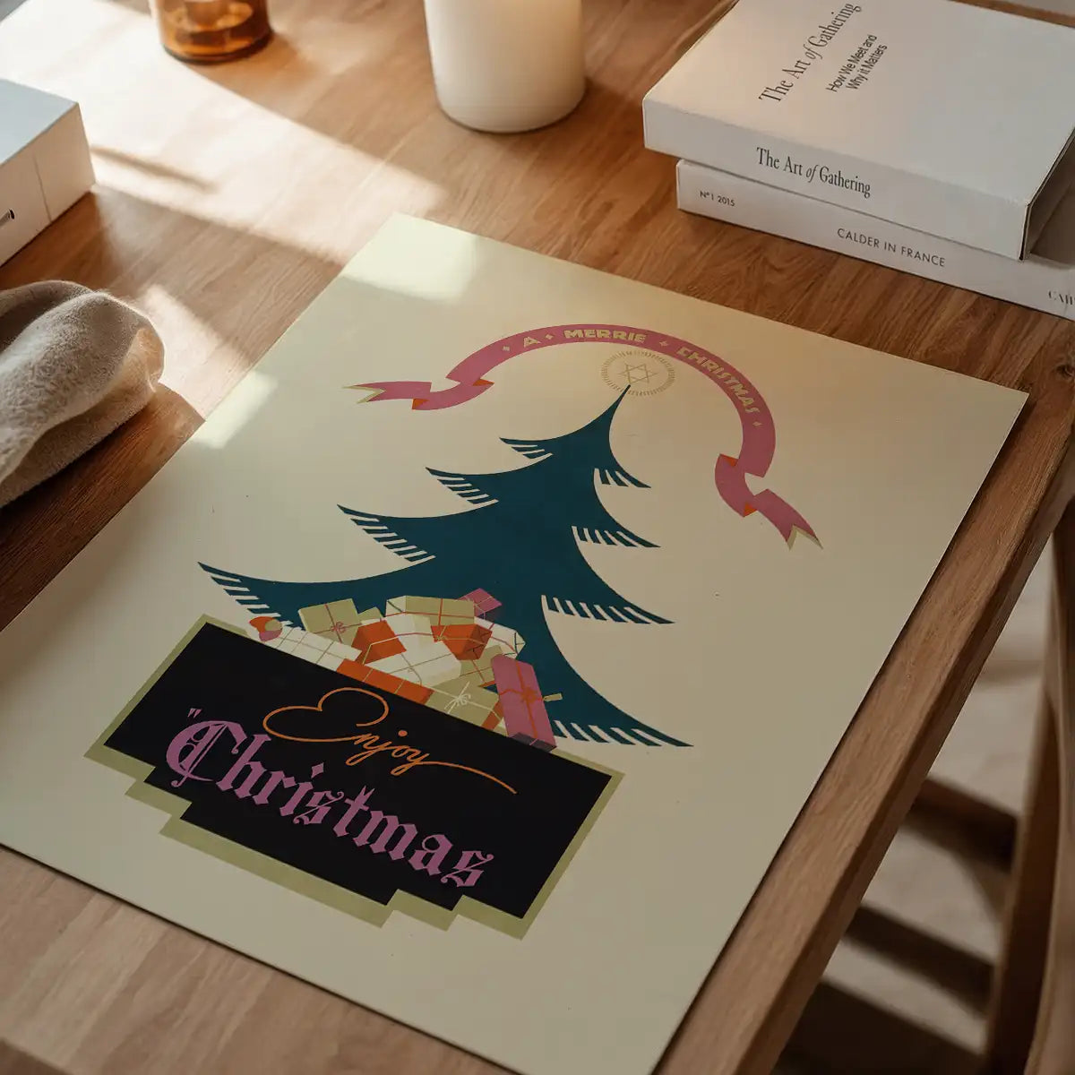 Vintage Christmas Graphic Design Poster Print