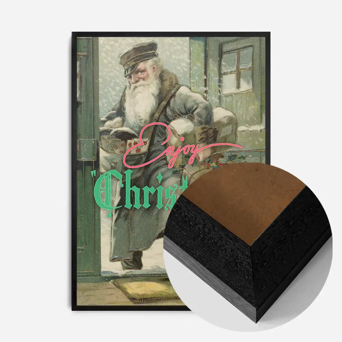 Enjoy Christmas Vintage Santa Poster Print