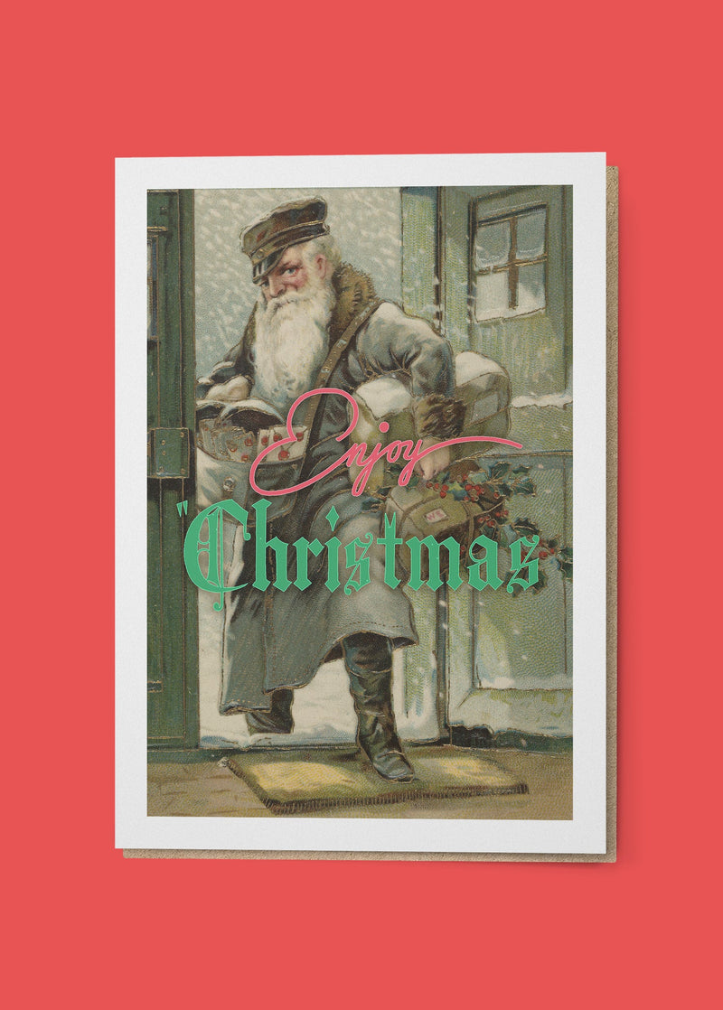 Enjoy Christmas Vintage Santa Greetings Card