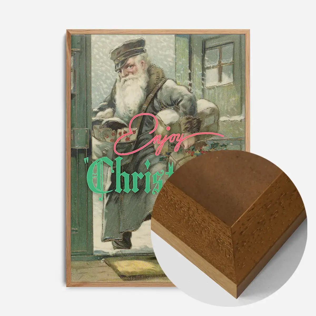 Enjoy Christmas Vintage Santa Poster Print