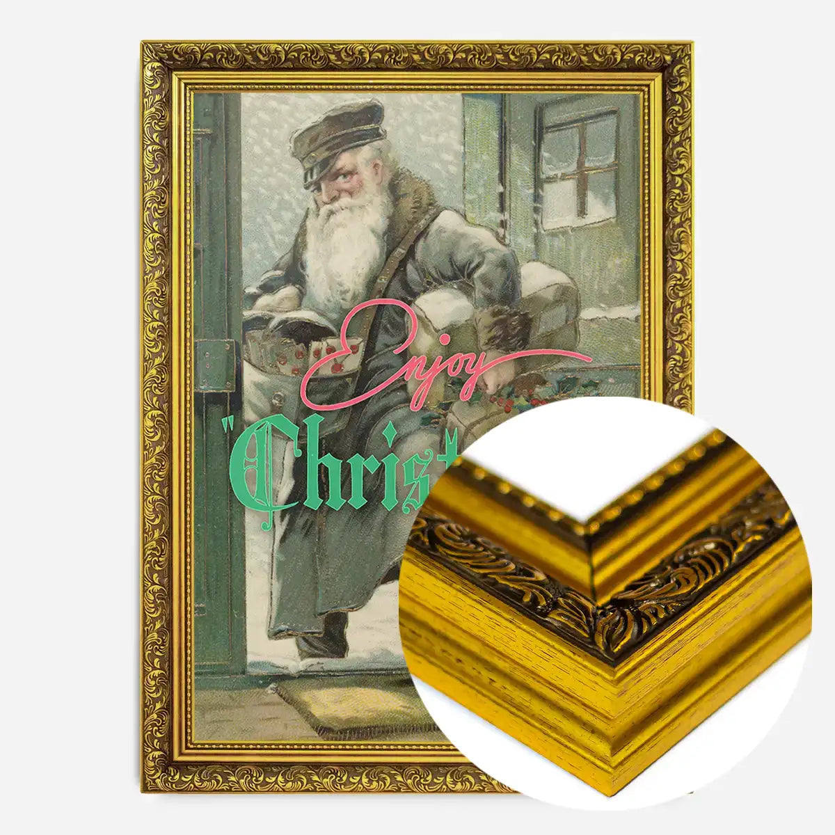 Enjoy Christmas Vintage Santa Poster Print