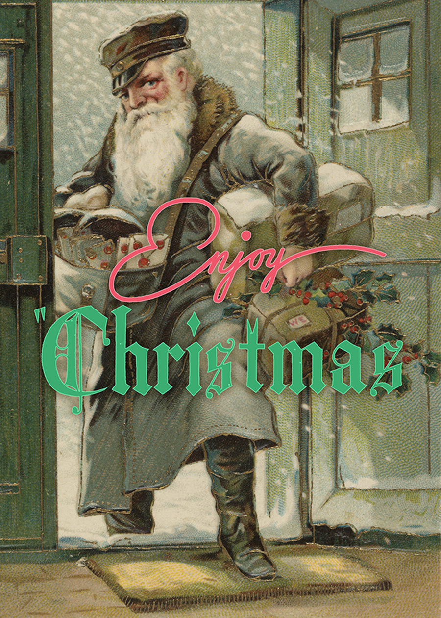 Enjoy Christmas Vintage Santa Poster Print