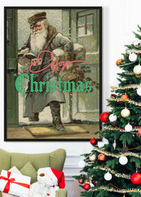 Enjoy Christmas Vintage Santa Poster Print
