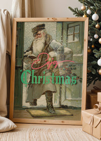 Enjoy Christmas Vintage Santa Poster Print