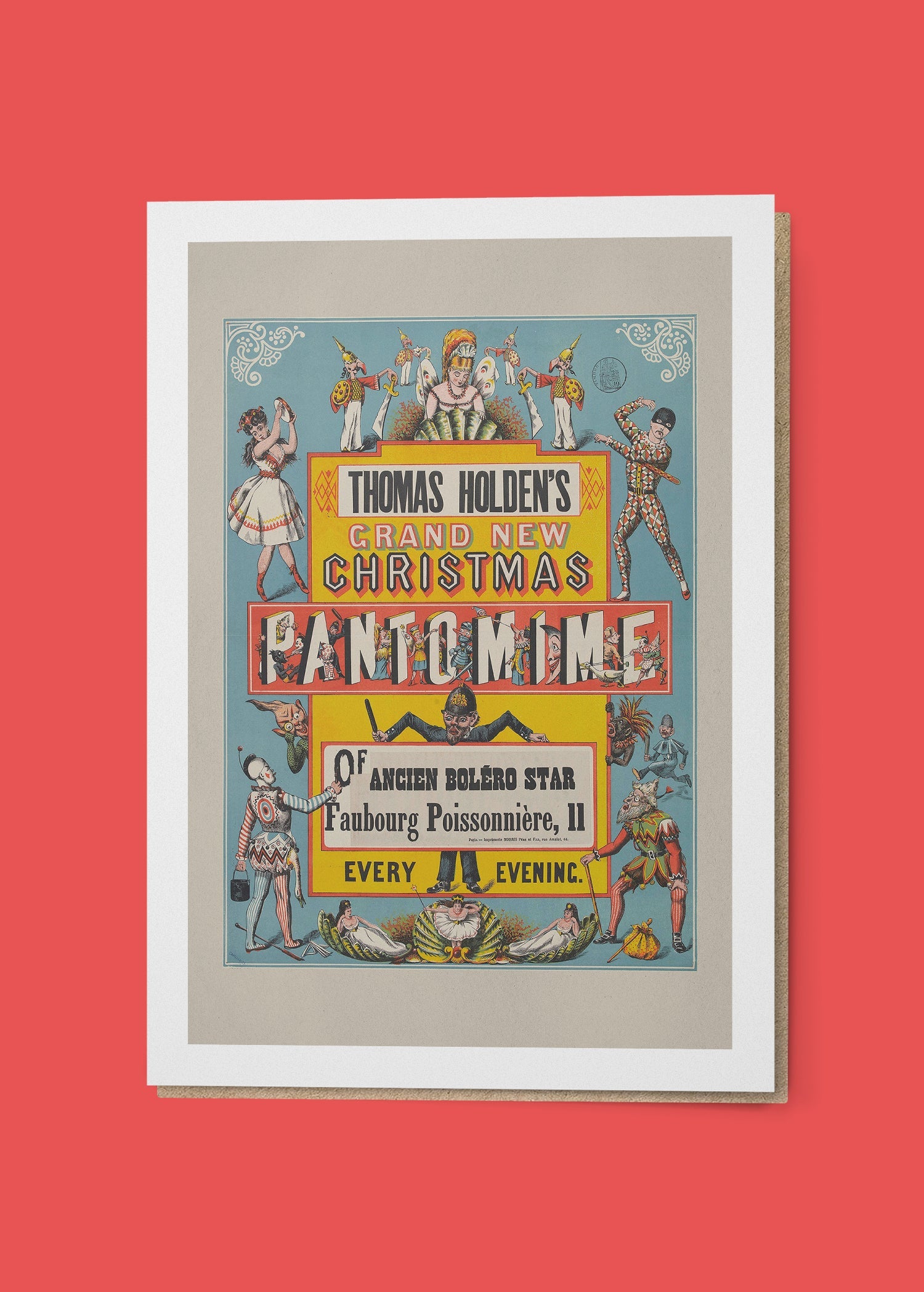 Vintage Pantomime Christmas Card