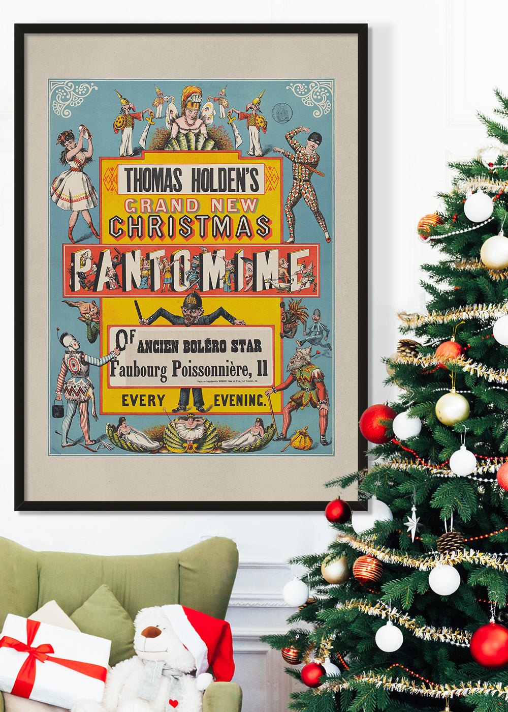 Vintage Pantomime Christmas Poster Print