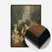Old Painting of a Family in Christmas Hats Print