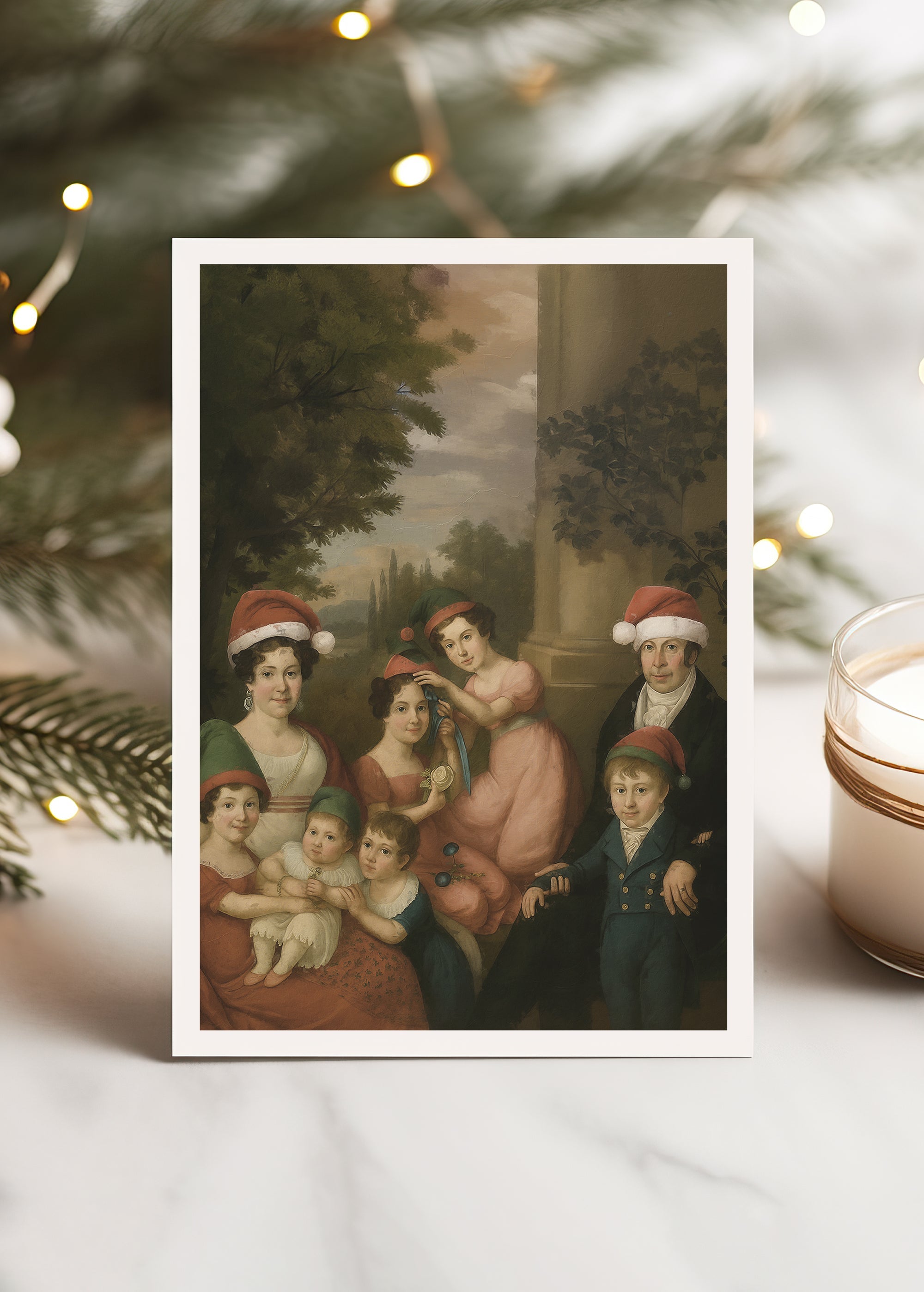 Vintage Family Painting Christmas Card