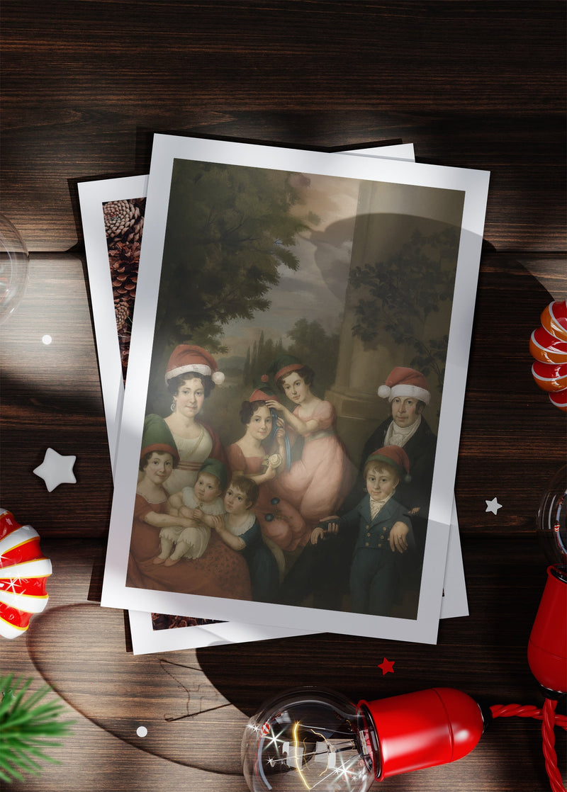 Vintage Family Painting Christmas Card