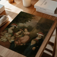 Old Painting of a Family in Christmas Hats Print