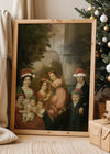 Old Painting of a Family in Christmas Hats Print