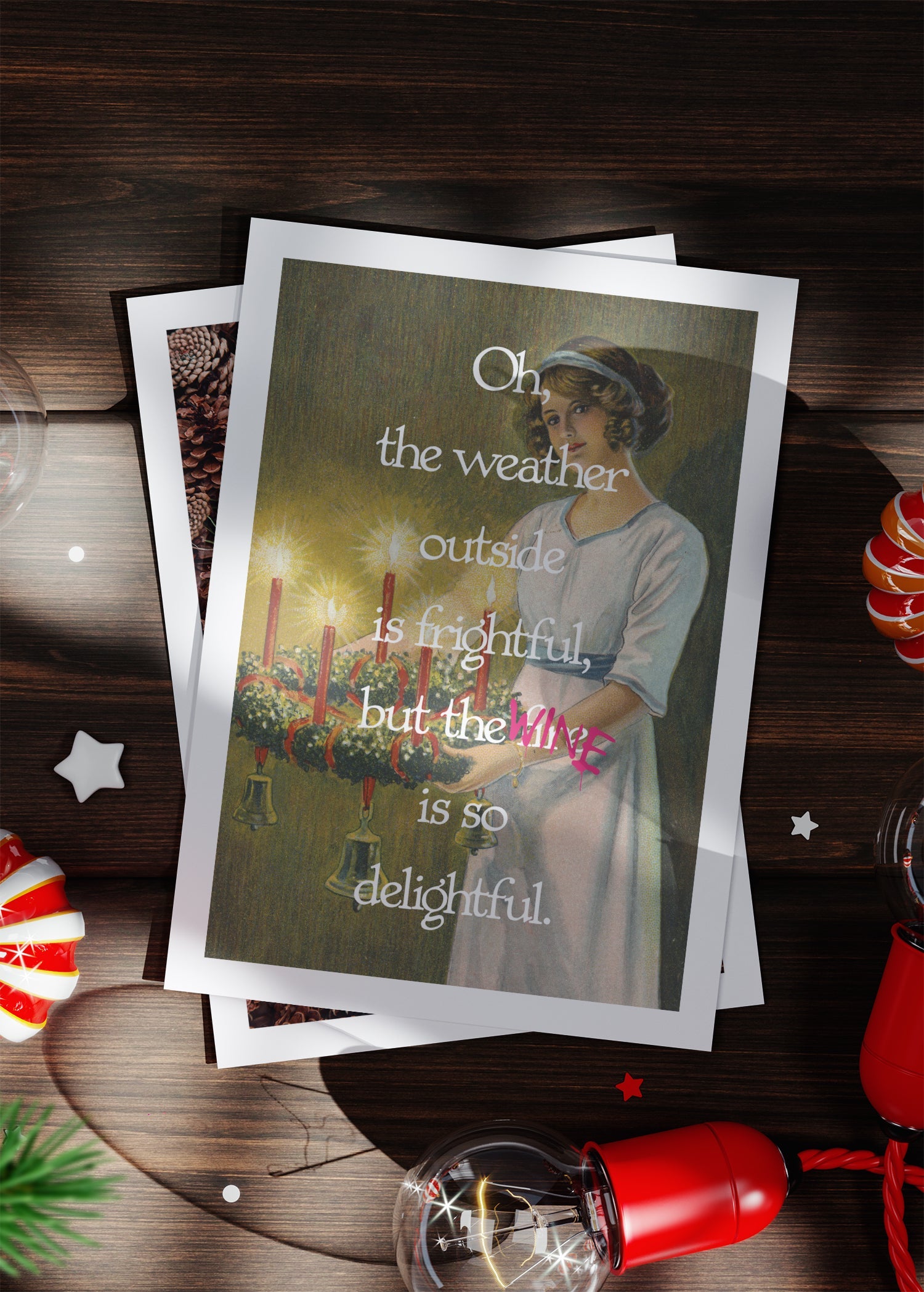 The Wine is Delightful Christmas Card