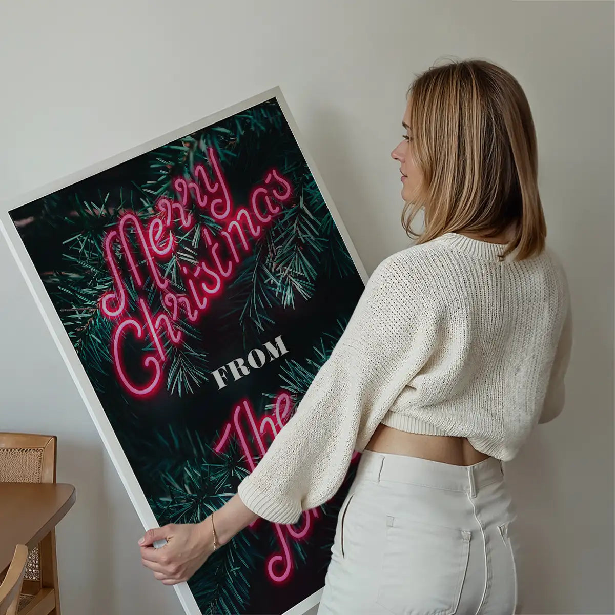 Custom Christmas Pink Neon Print