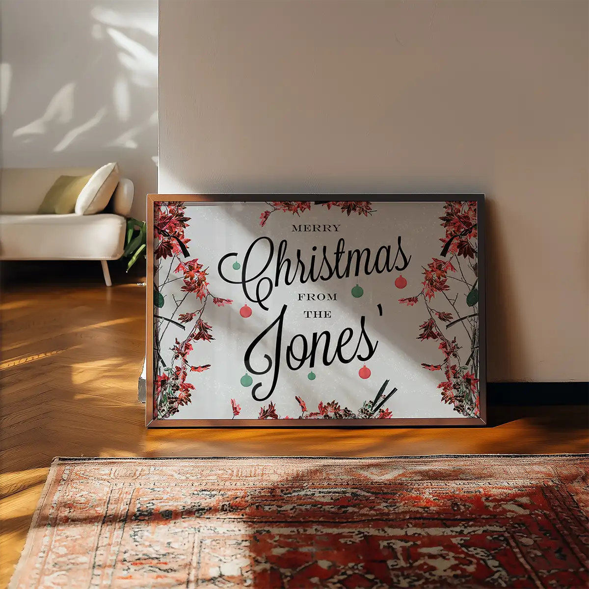Custom Merry Christmas Light Script Print