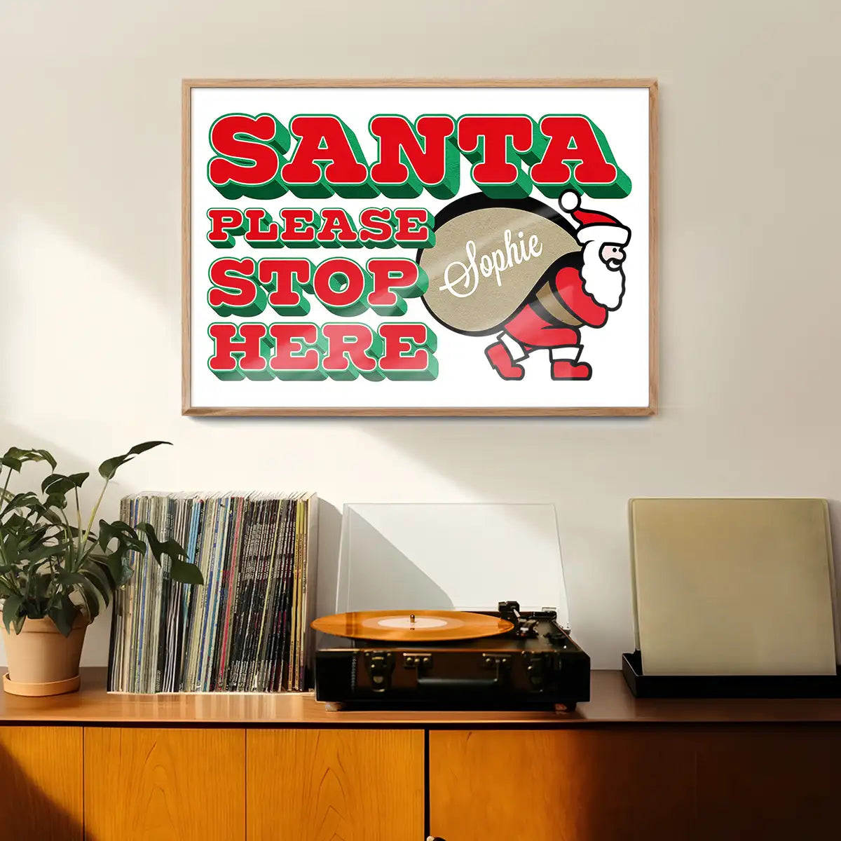 Santa Please Stop Here Custom Sack Print