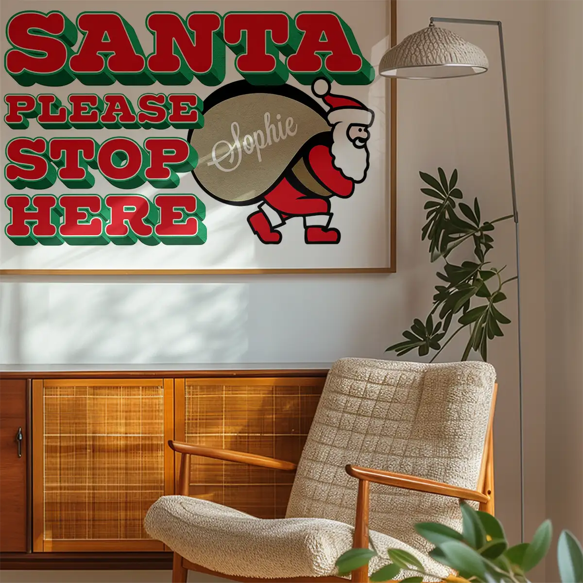 Santa Please Stop Here Custom Sack Print