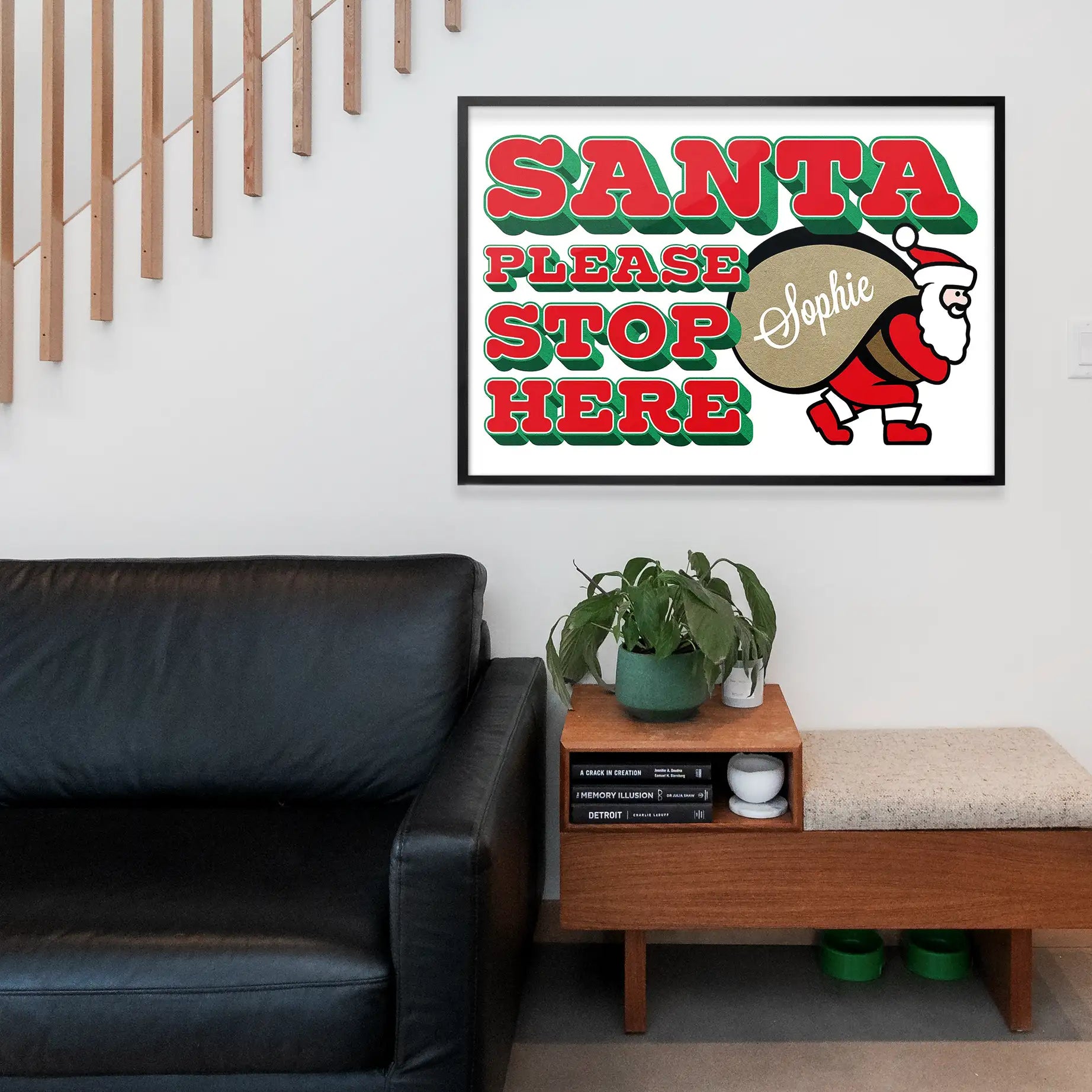 Santa Please Stop Here Custom Sack Print