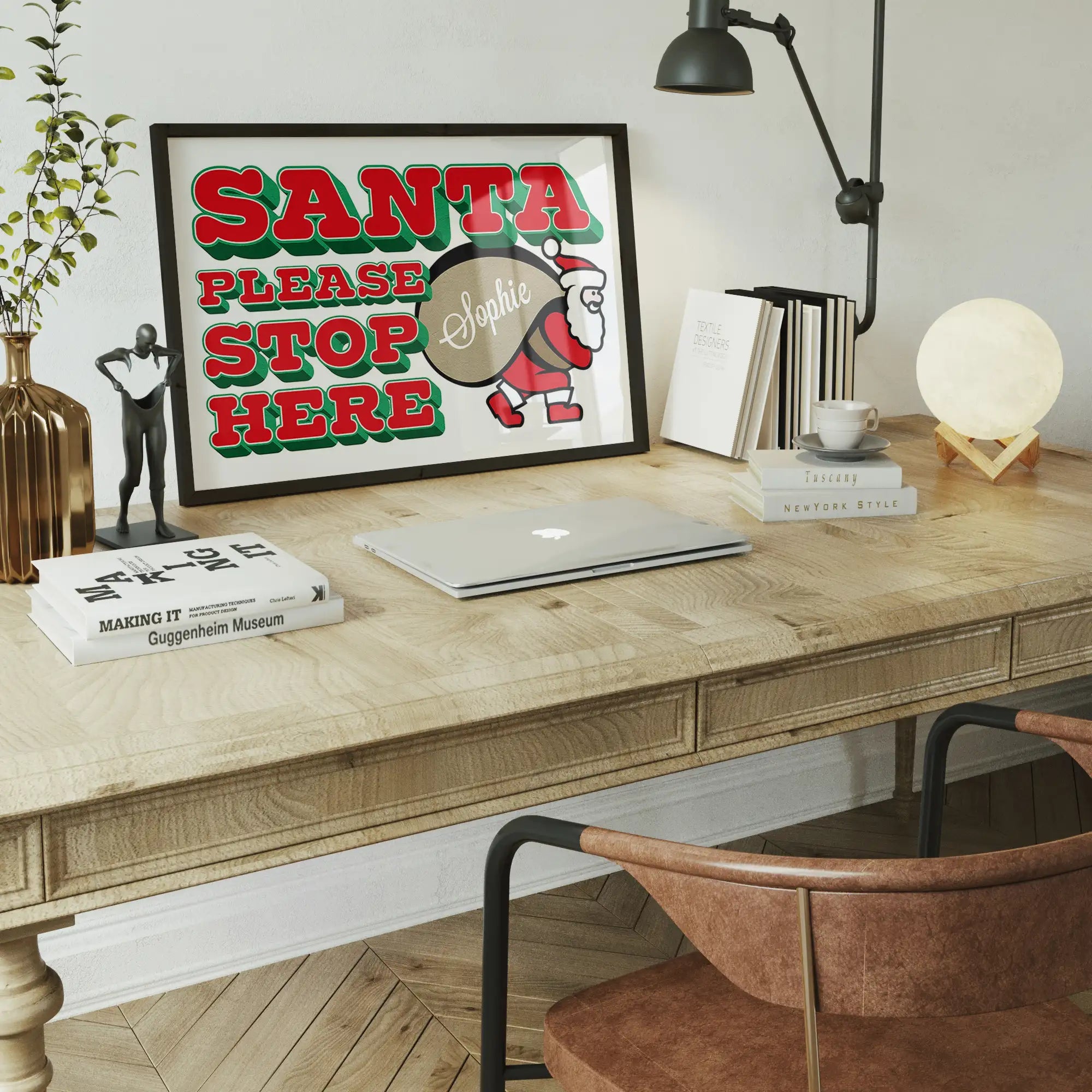 Santa Please Stop Here Custom Sack Print