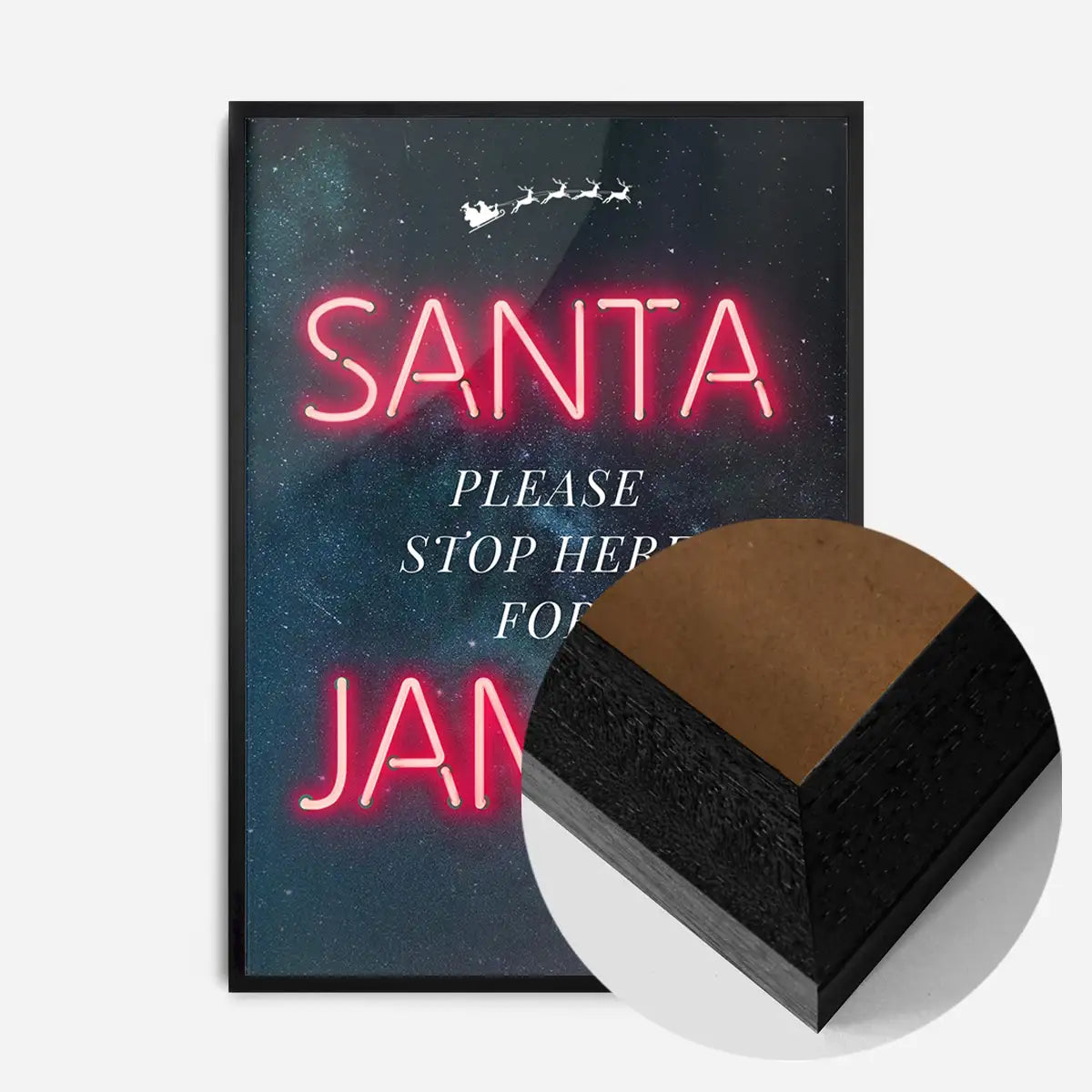 Santa Please Stop Here Custom Neon Print