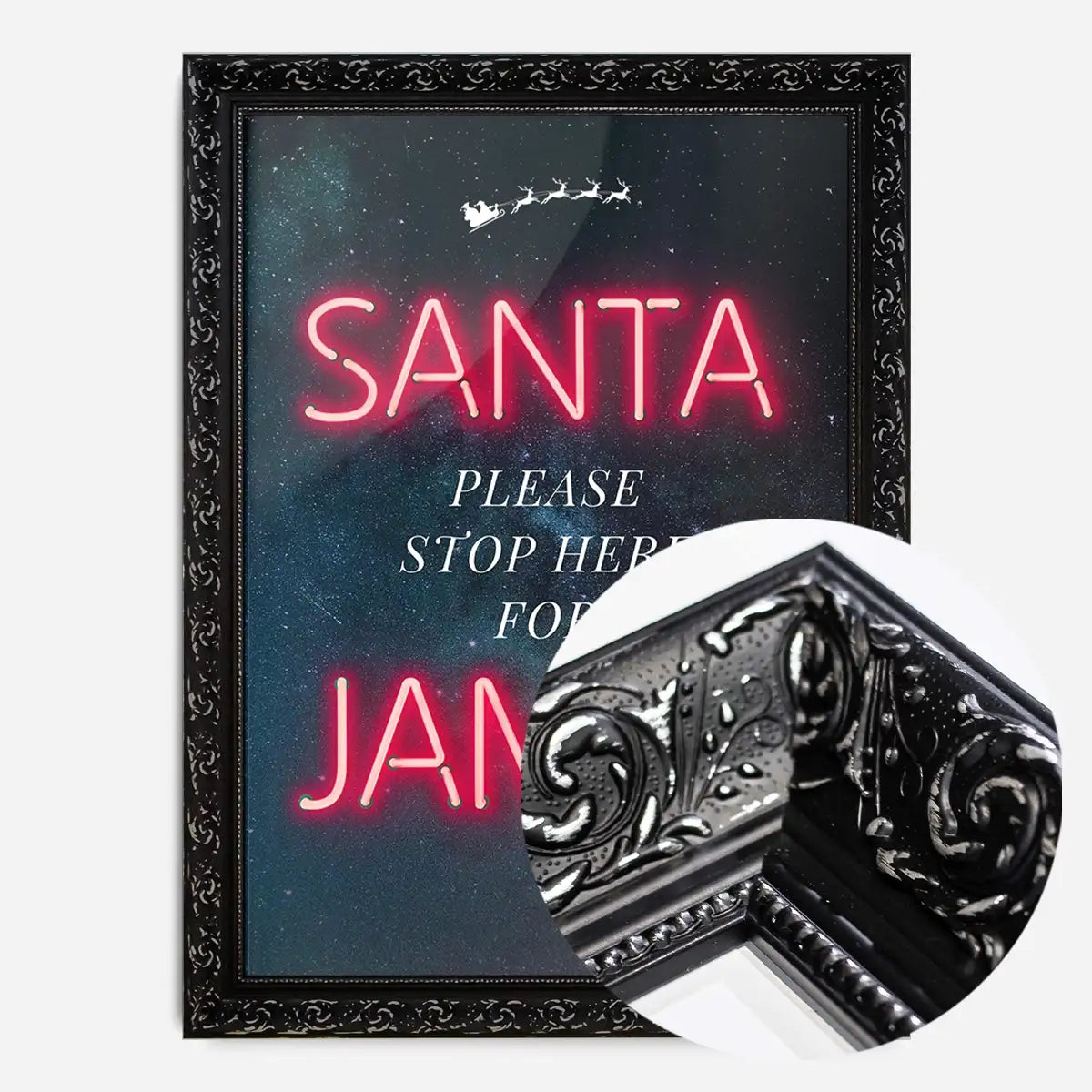 Santa Please Stop Here Custom Neon Print