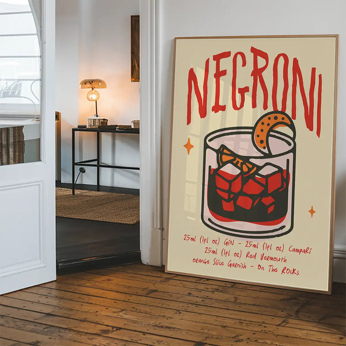 Cocktail Recipe Poster Print - Negroni
