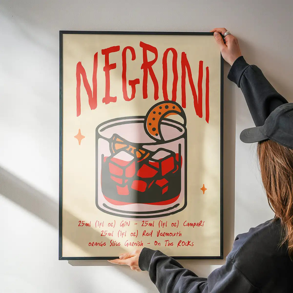 Cocktail Recipe Poster Print - Negroni