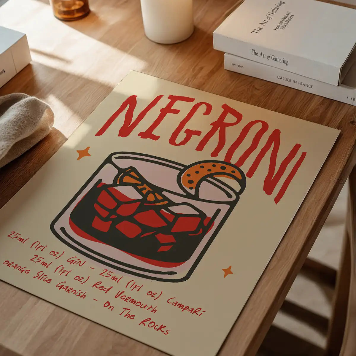 Cocktail Recipe Poster Print - Negroni