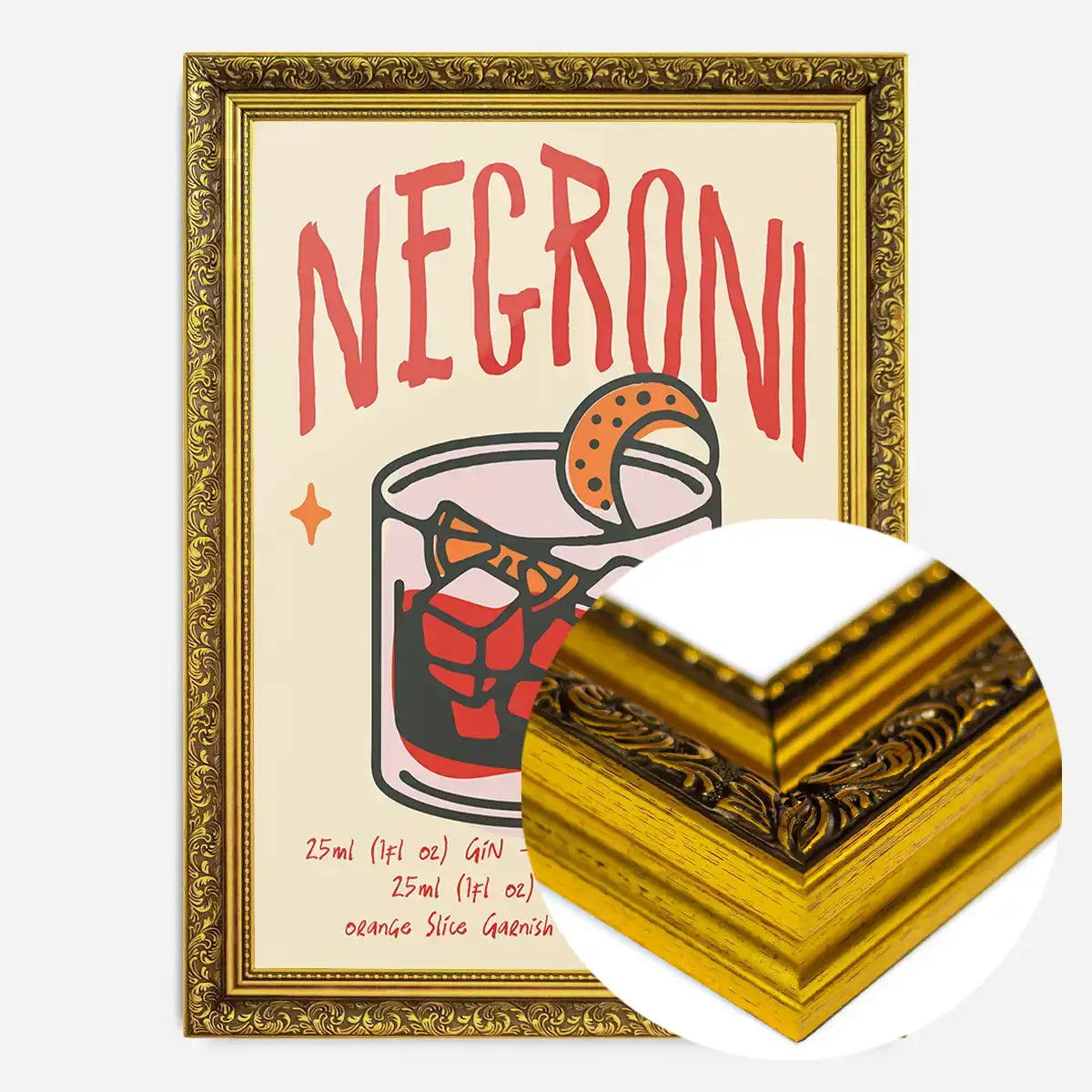 Cocktail Recipe Poster Print - Negroni