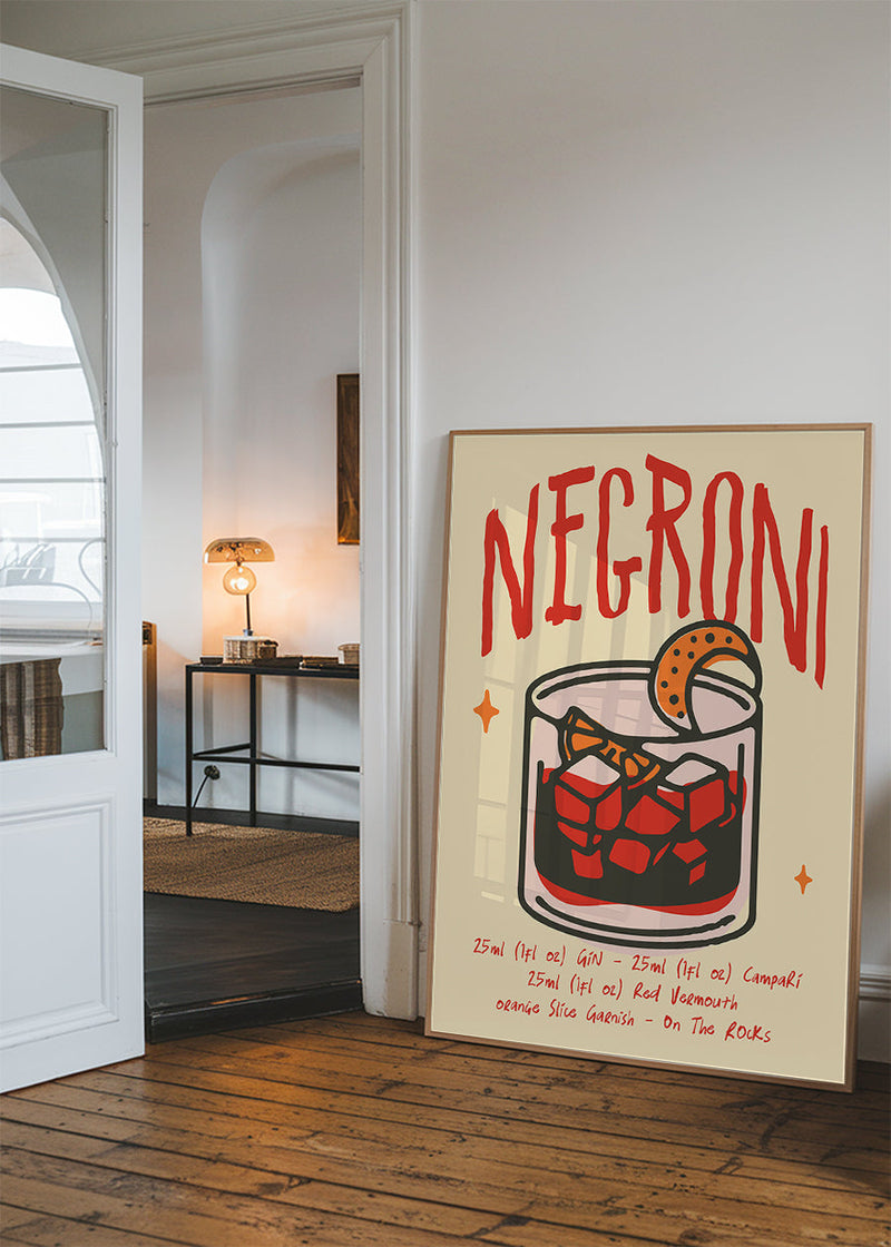 Cocktail Recipe Poster Print - Negroni