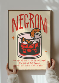 Cocktail Recipe Poster Print - Negroni