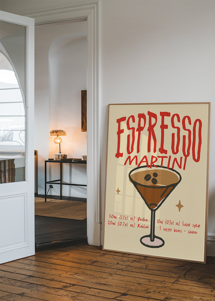 Cocktail Recipe Poster Print - Espresso Martini