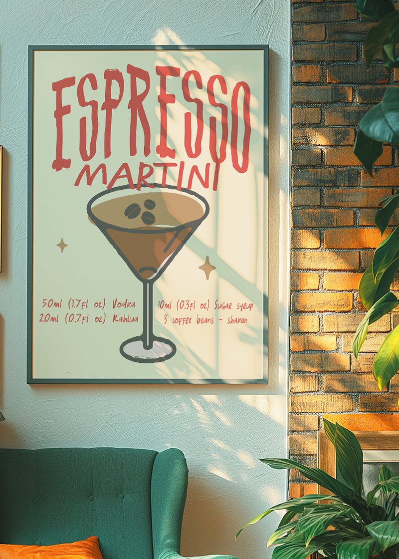 Cocktail Recipe Poster Print - Espresso Martini