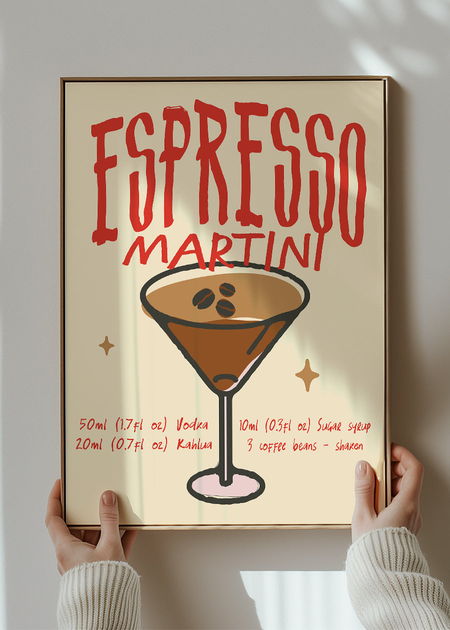 Cocktail Recipe Poster Print - Espresso Martini